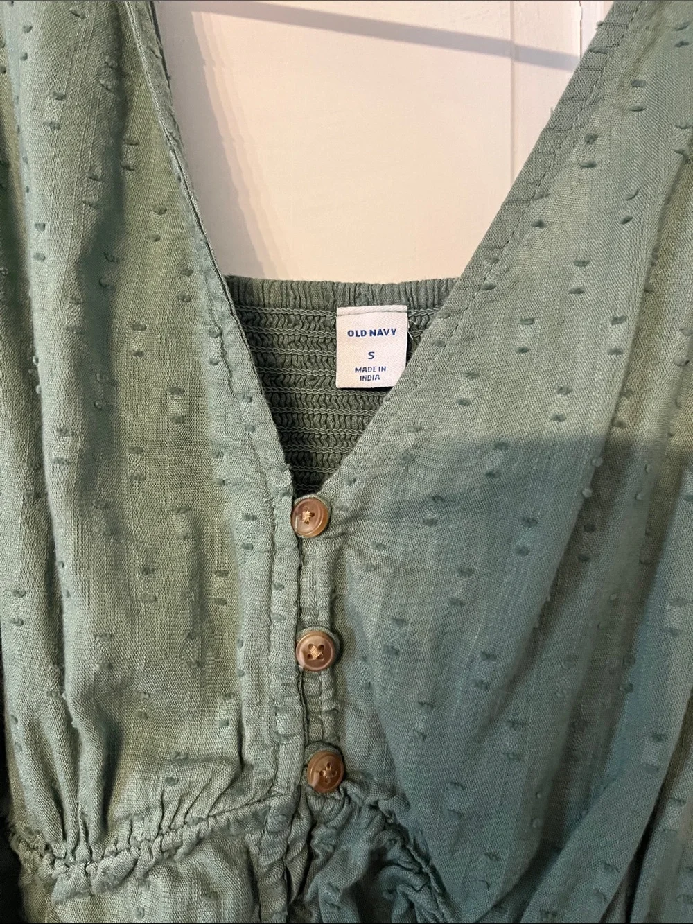 Old Navy Olive Green Ruffle-Shoulder Button Front Camisole